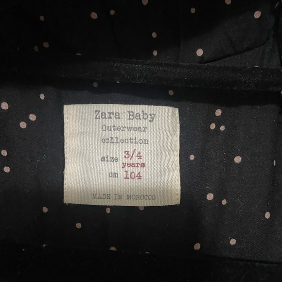 Zara Baby LIKE NEW grey fully lined snap up hooded pom pom winter coat size 2-3 - Picture 6 of 6